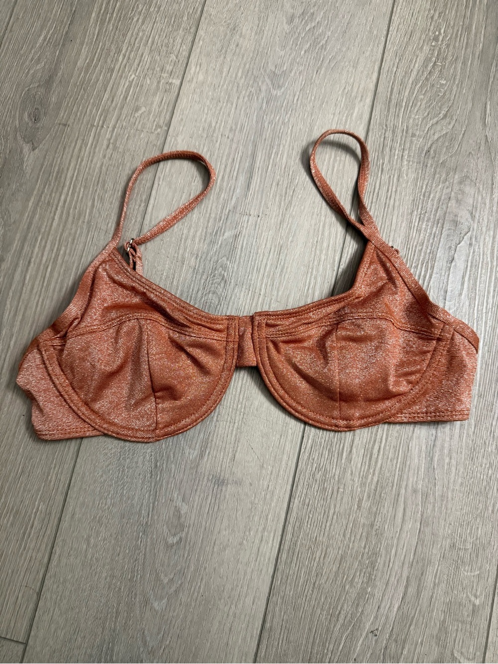 NWOT Xhilaration Metallic Rust-Orange Bikini Top